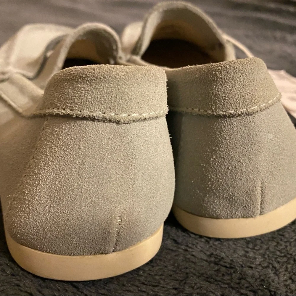 Zara Kids Suede Moccasin Loafers in Light Gray
